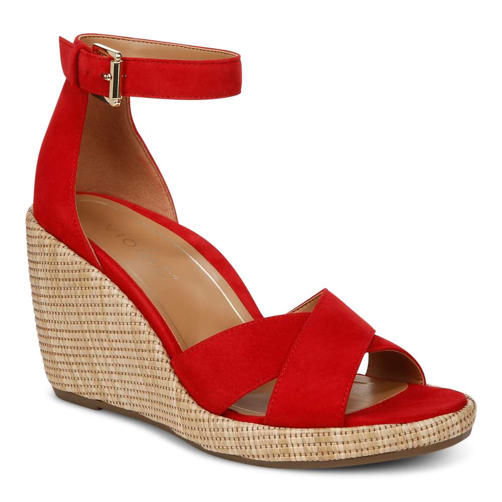 Marina Wedge Sandal - Red Suede