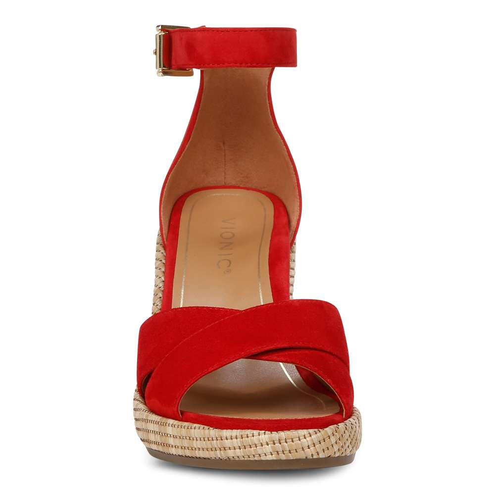 Marina Wedge Sandal - Red Suede