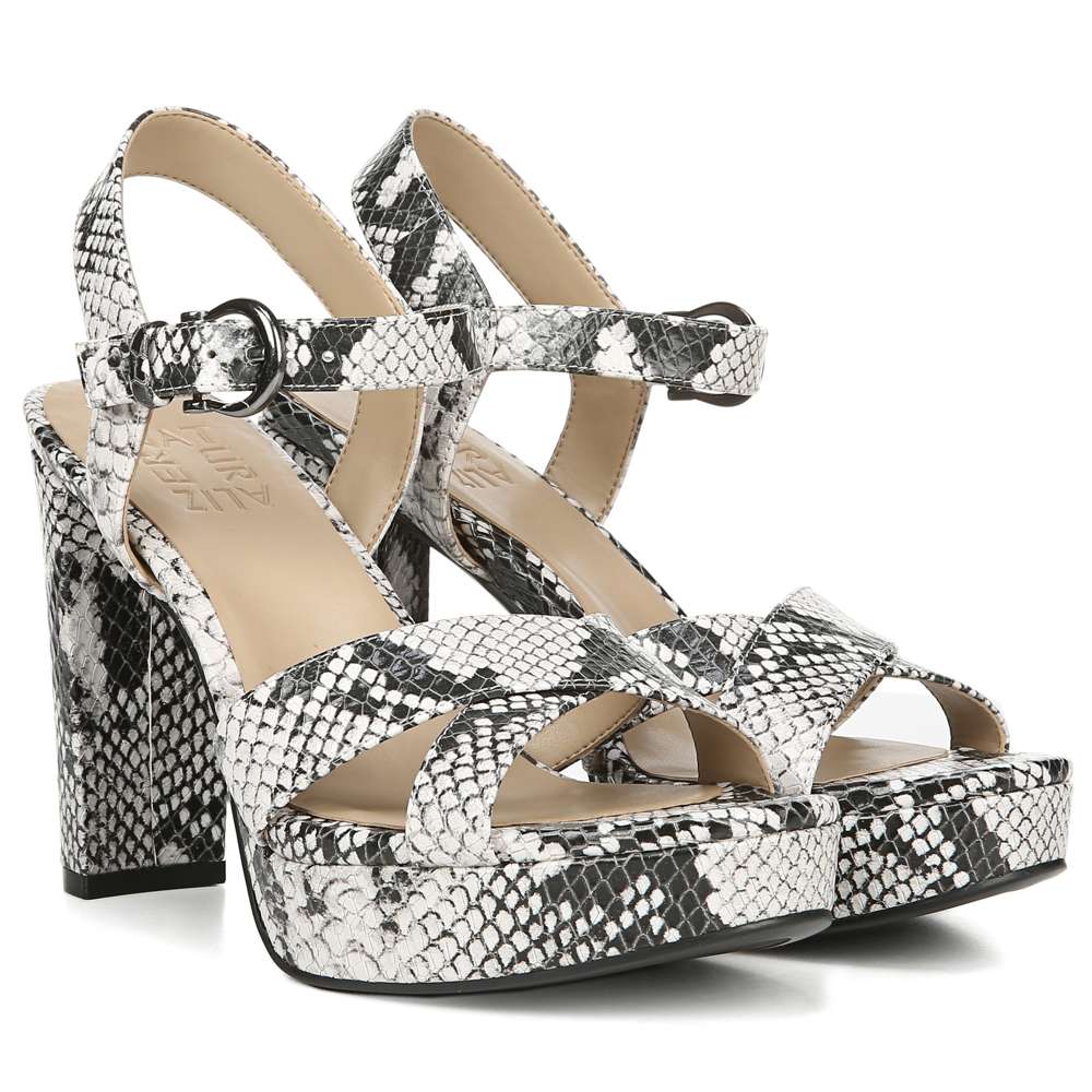 Mia Heeled Sandal - Black/White