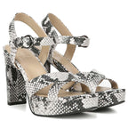 Mia Heeled Sandal - Black/White