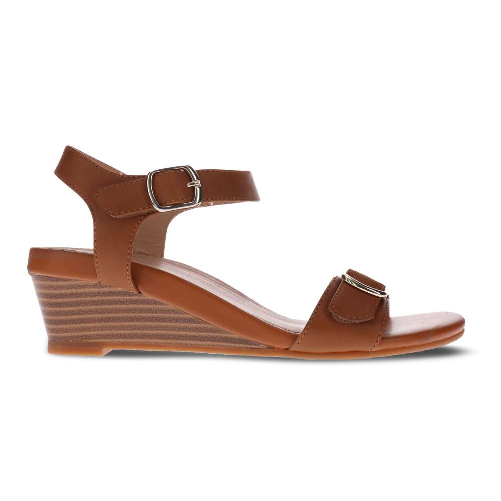 Nadia Wedge Sandal - Tan