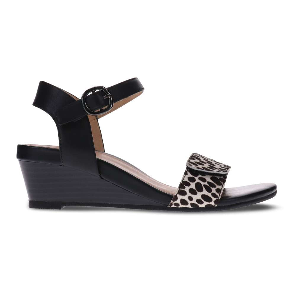 Nelly Wedge Sandal - Black Ocelot