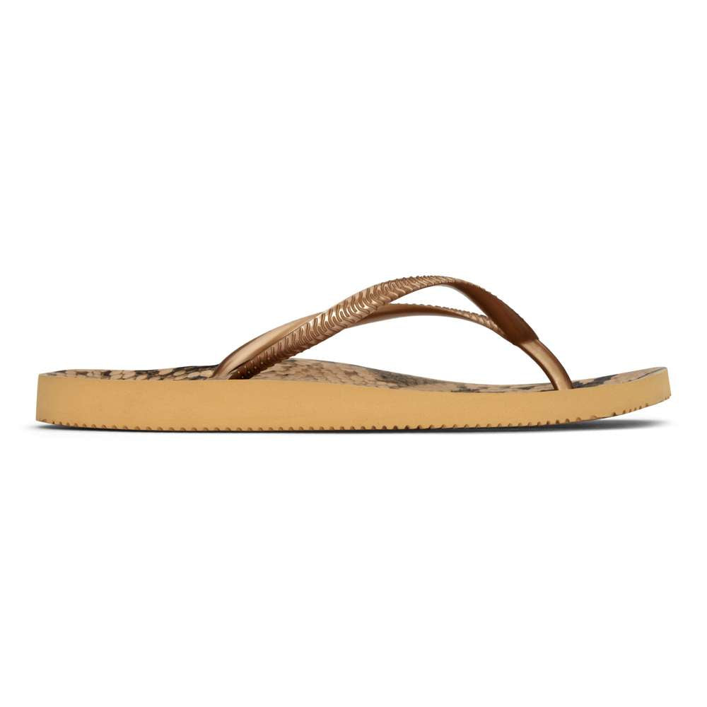 Noosa Print Toe Post Sandal - Bronze Snake