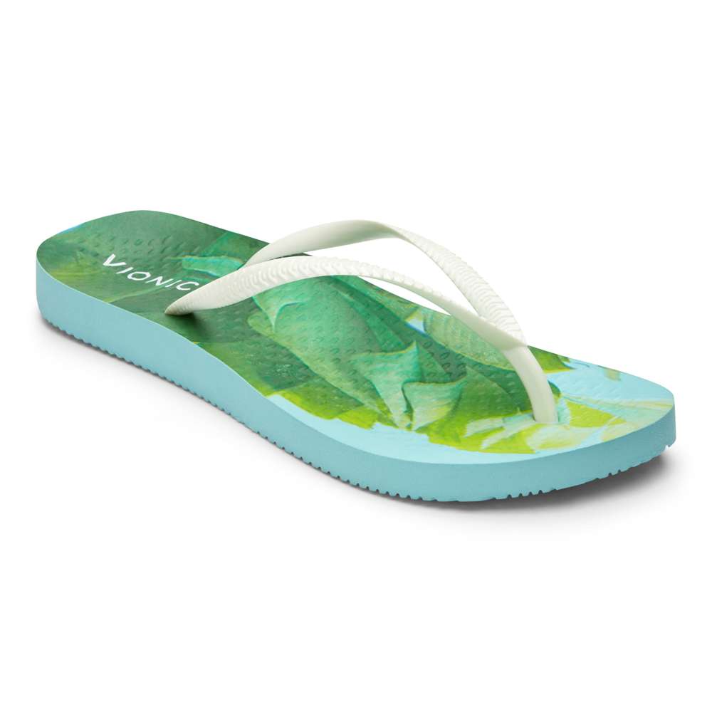 Noosa Print Toe Post Sandal - Green Tropical