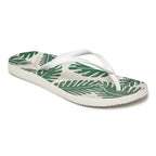 Noosa Print Toe Post Sandal - Palm White