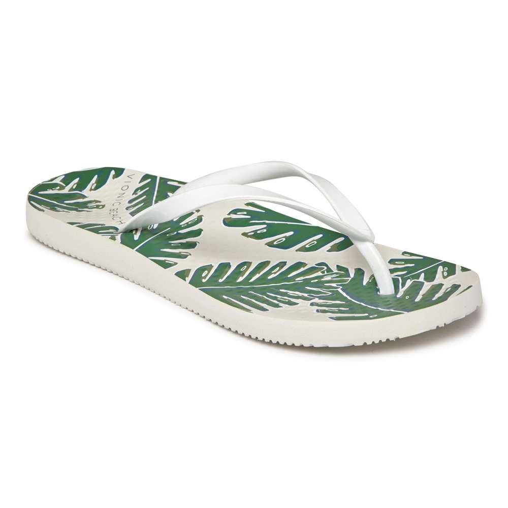 Noosa Print Toe Post Sandal - Palm White