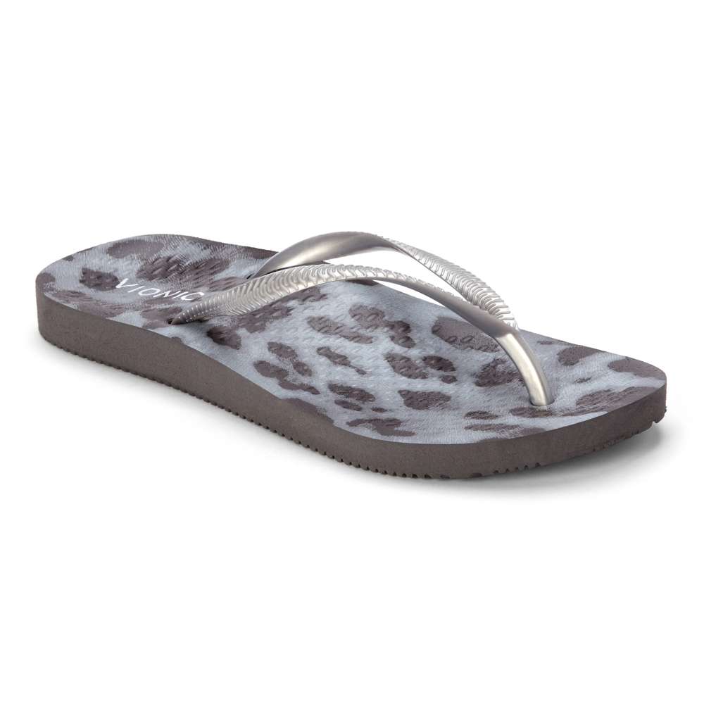 Noosa Print Toe Post Sandal - Black Cheeta Silver