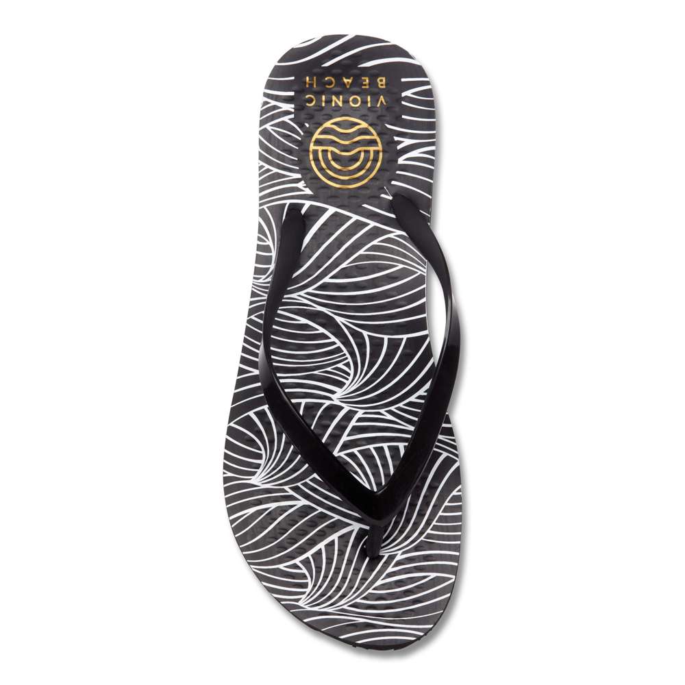 Noosa Print Toe Post Sandal - Wave Black