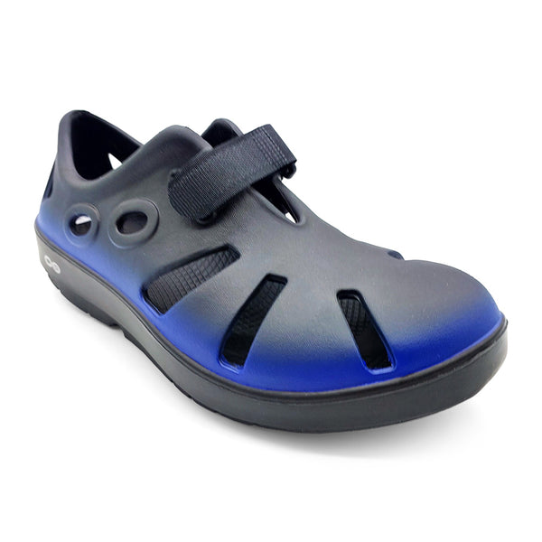 Oofos Unisex Oocandoo Sandal Black Royal Blue