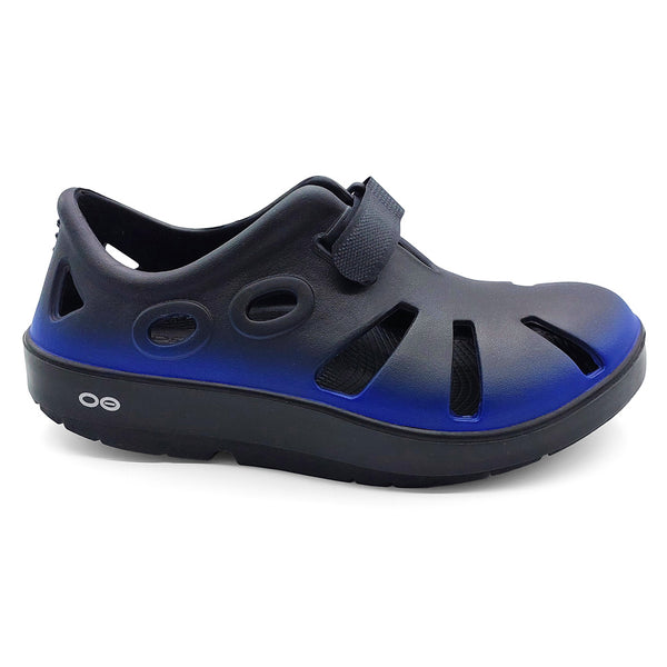 Oofos Unisex Oocandoo Sandal Black Royal Blue