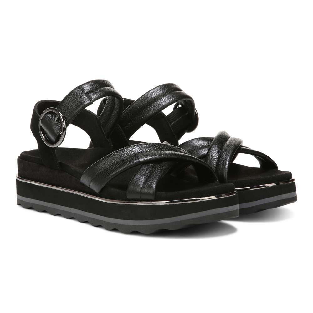 Reyna Flatform Sandal - Black Leather