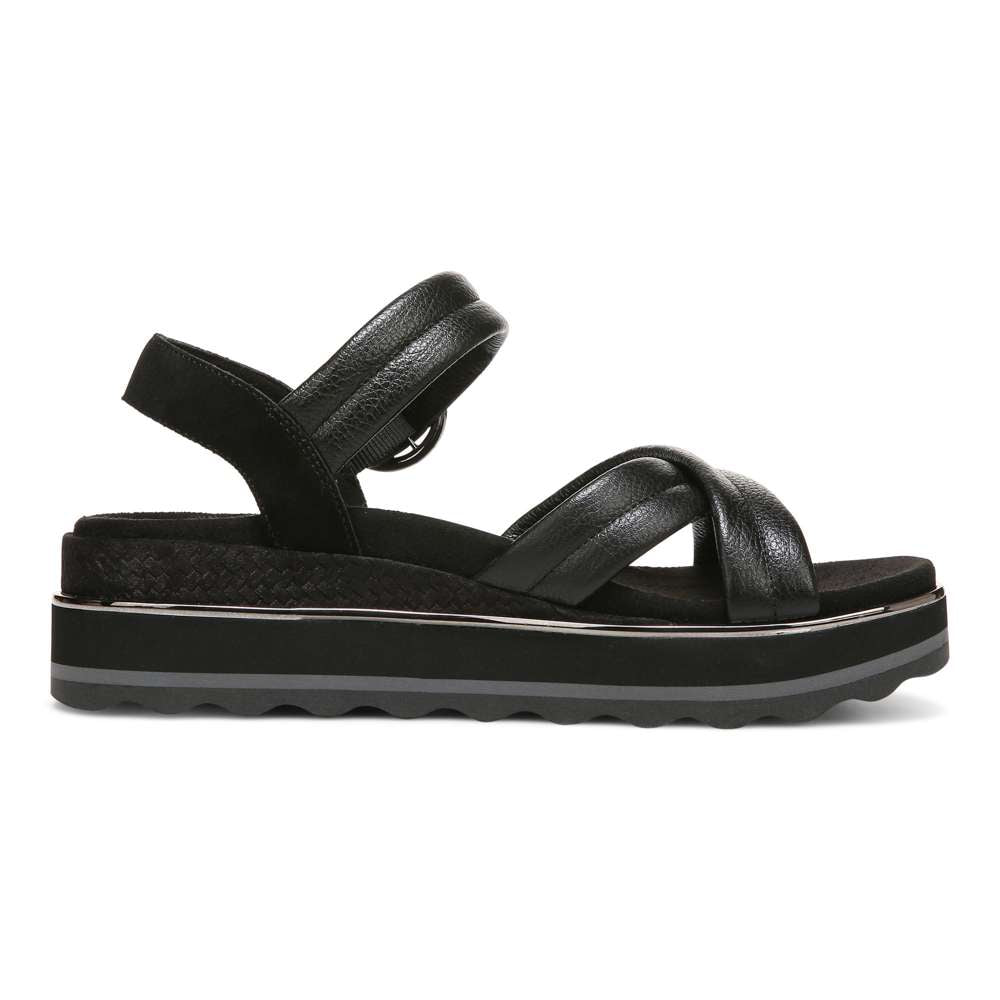 Reyna Flatform Sandal - Black Leather