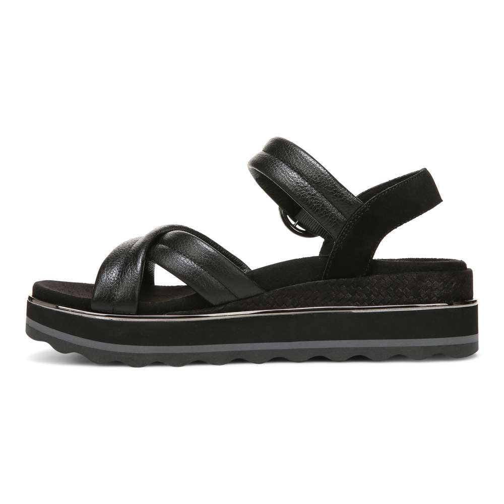 Reyna Flatform Sandal - Black Leather