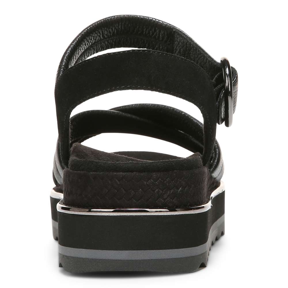 Reyna Flatform Sandal - Black Leather