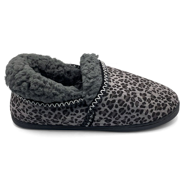 Scholl Orthaheel Women's Snuggle Slipper Black/Grey Leopard