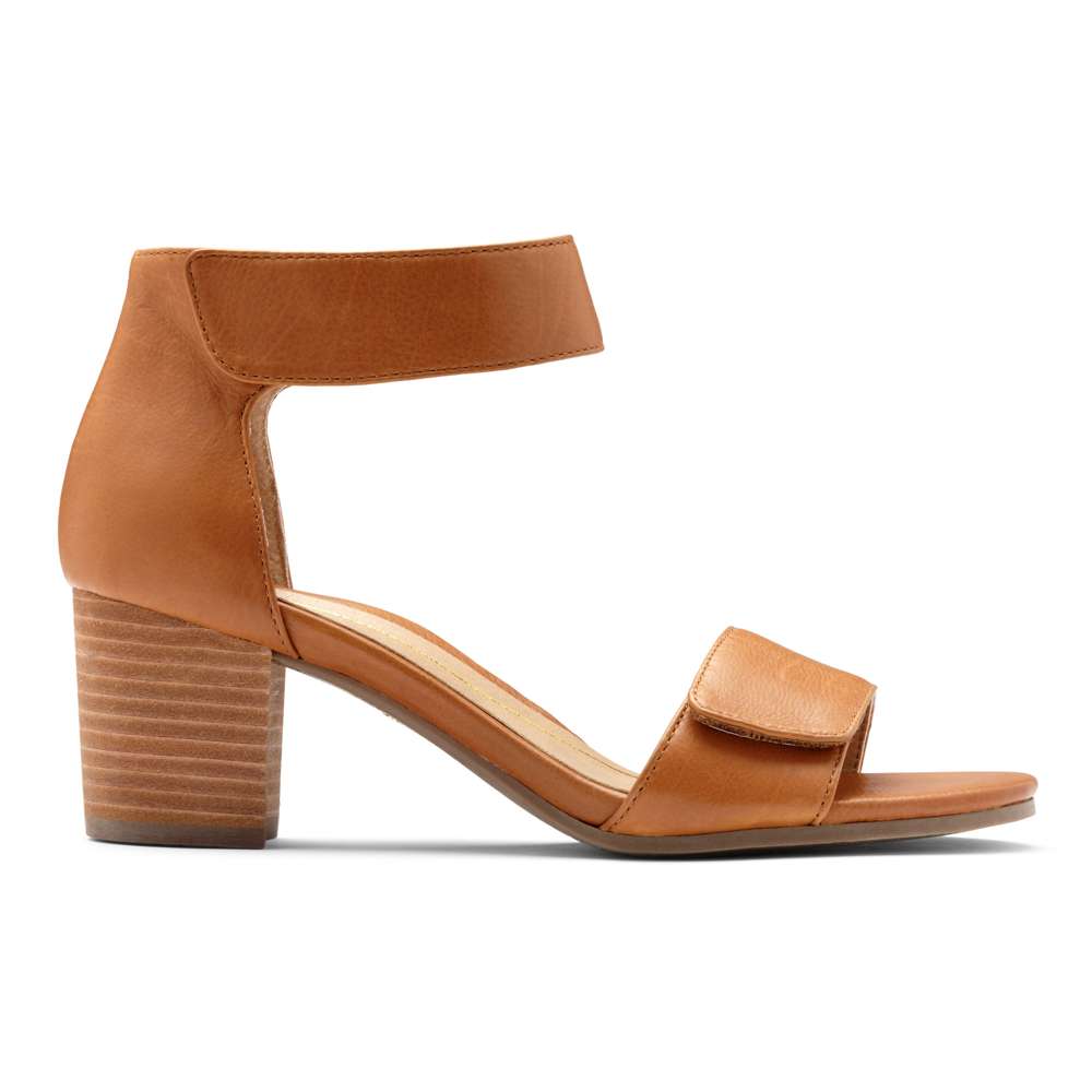 Solana Heeled Sandal - Saddle