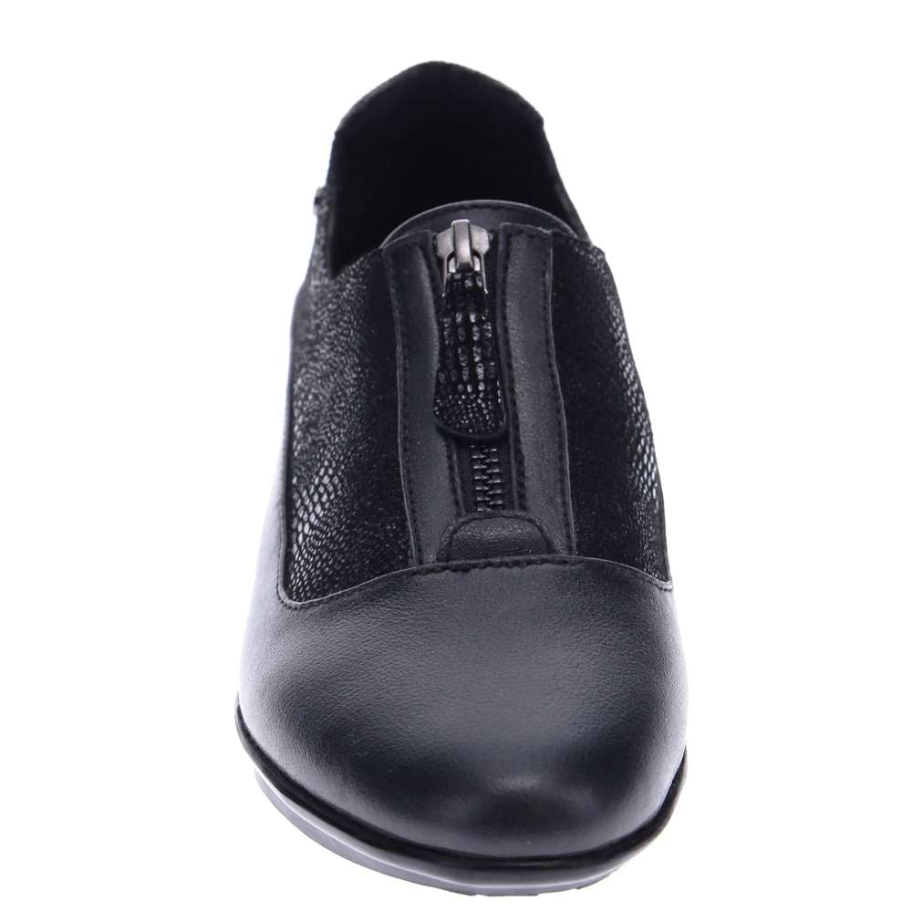 Tangier Zip Loafer - Black French/Lizard