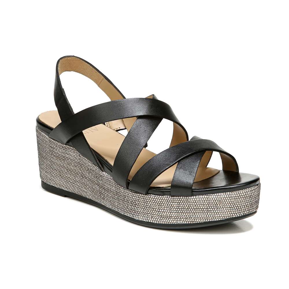 Unique Wedge Sandal - Black
