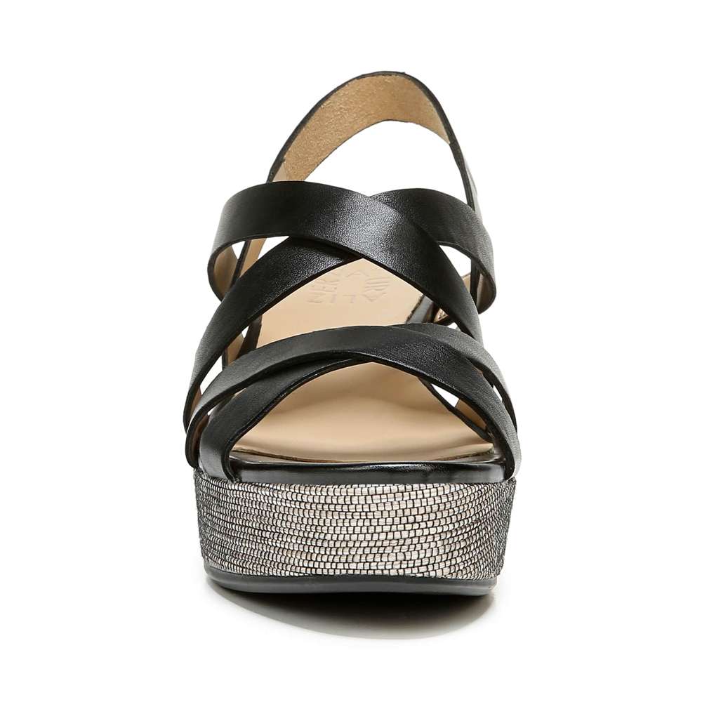 Unique Wedge Sandal - Black