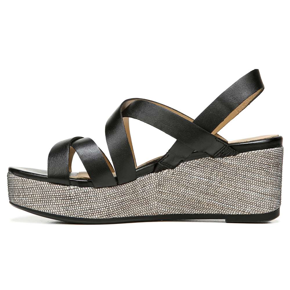 Unique Wedge Sandal - Black