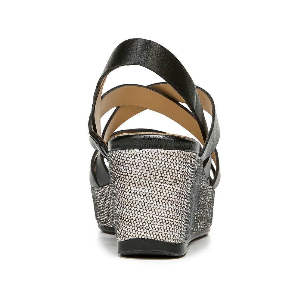 Unique Wedge Sandal - Black