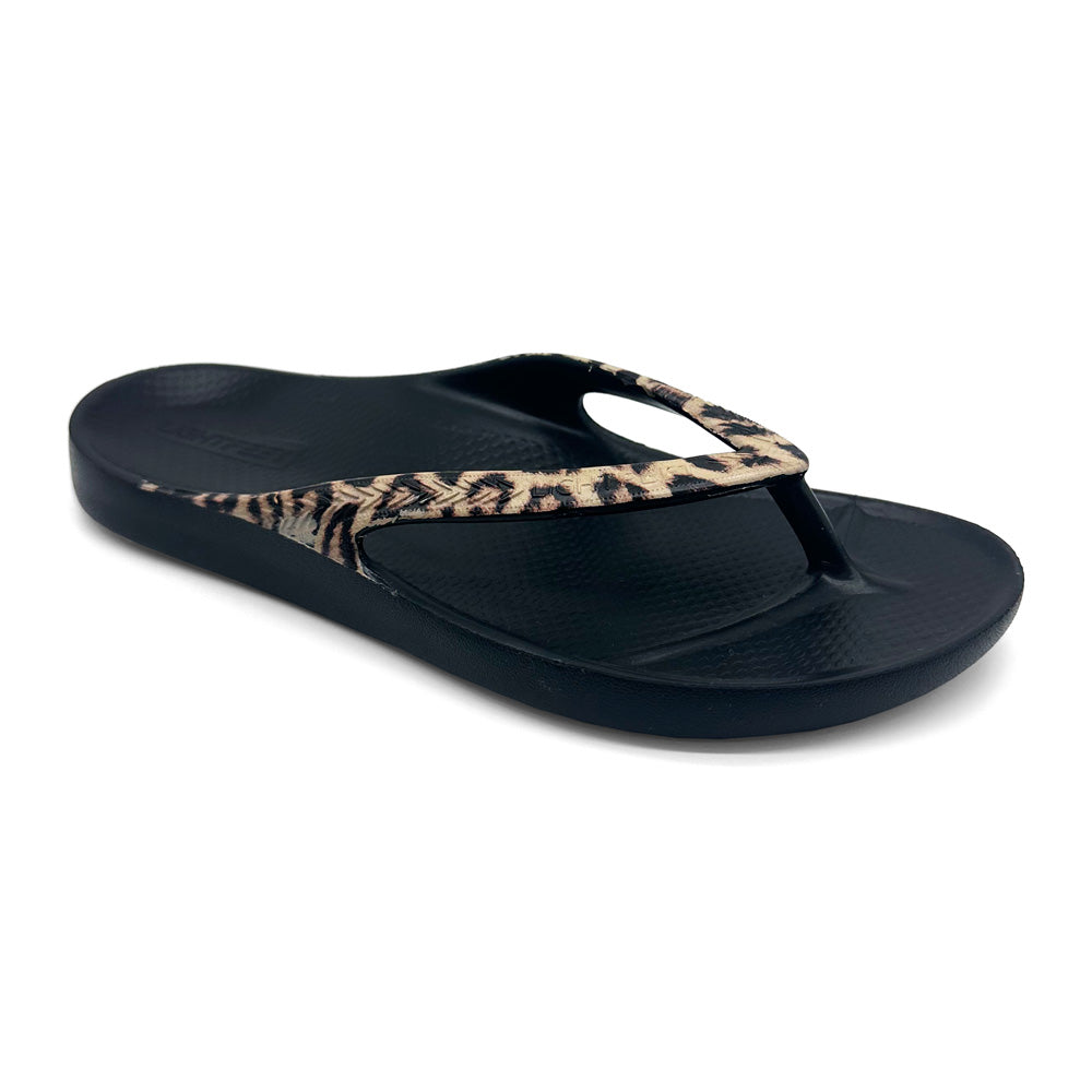 Lightfeet Revive Arch Support Thong Leopard Print Black