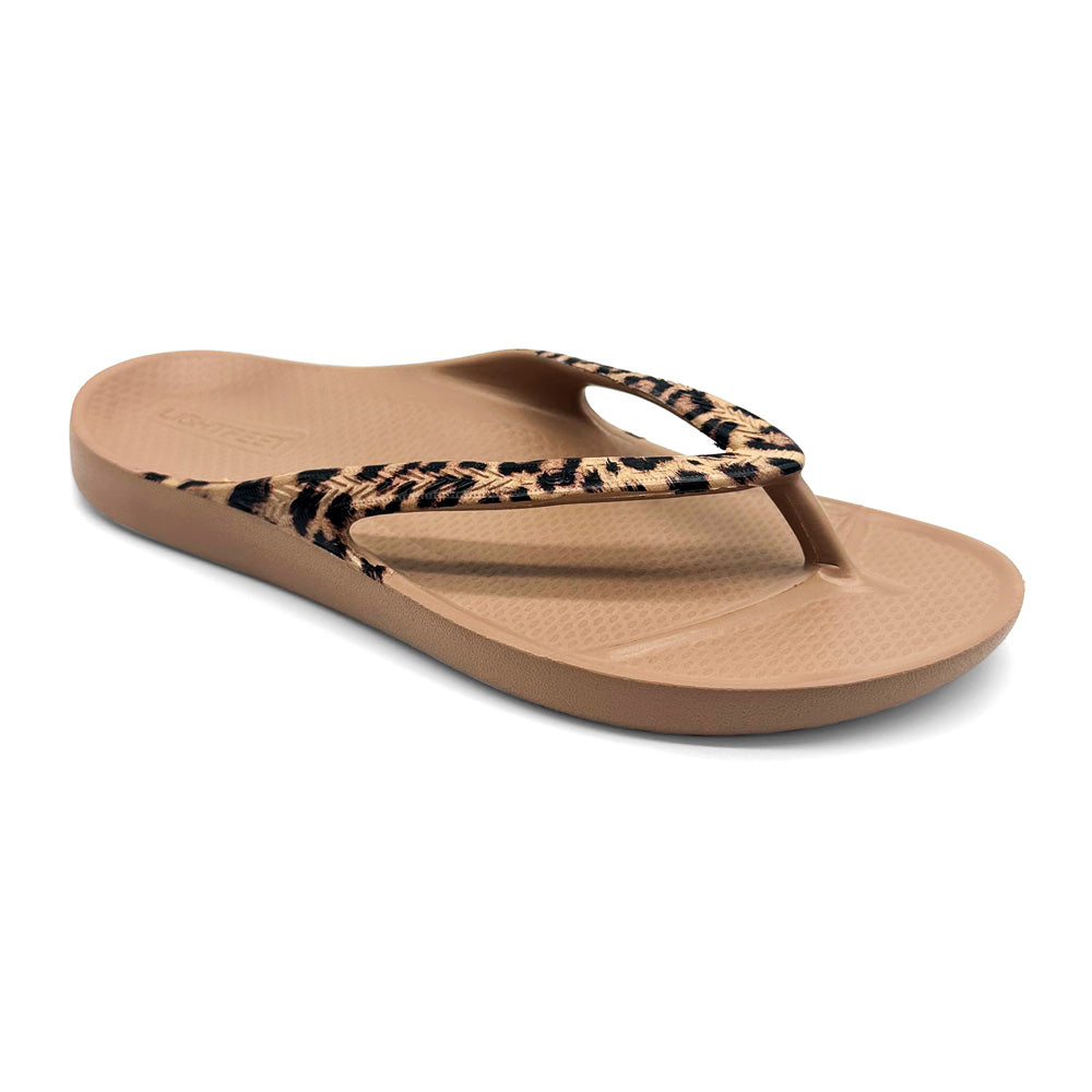 Lightfeet Revive Arch Support Thong Leopard Print latte