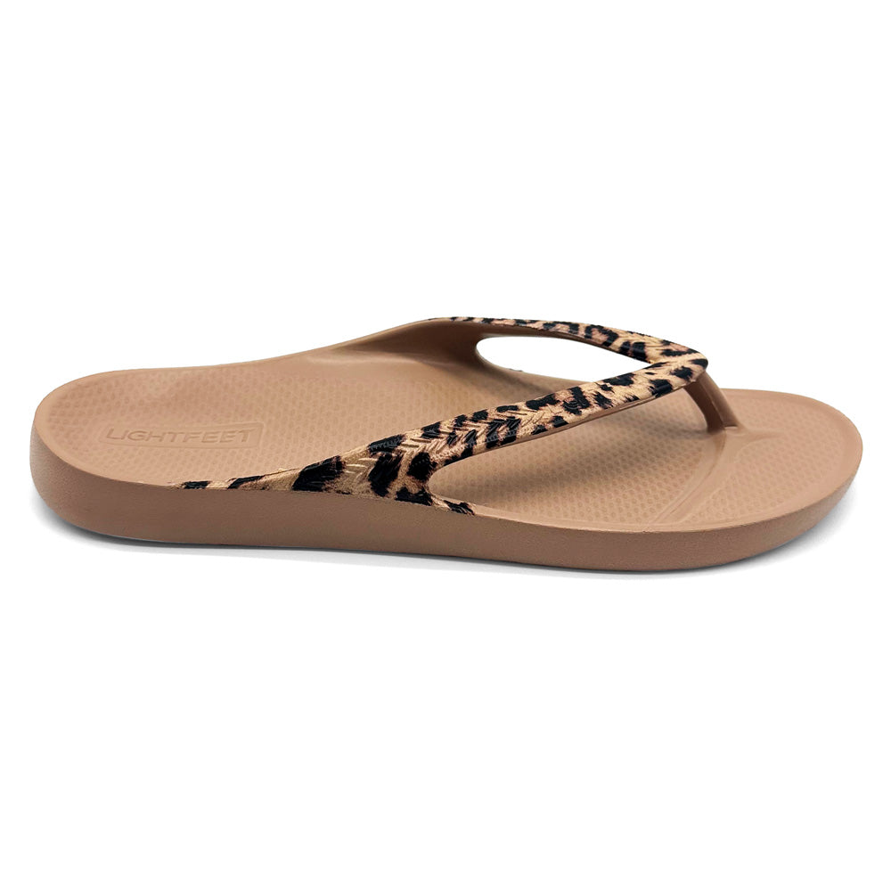 Lightfeet Revive Arch Support Thong Leopard Print latte