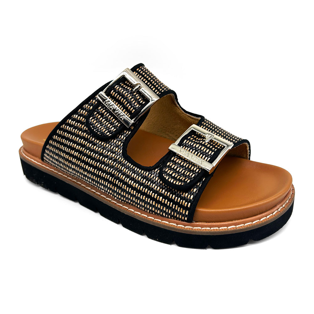 Mia Vita Women's Daisy Black Raffia