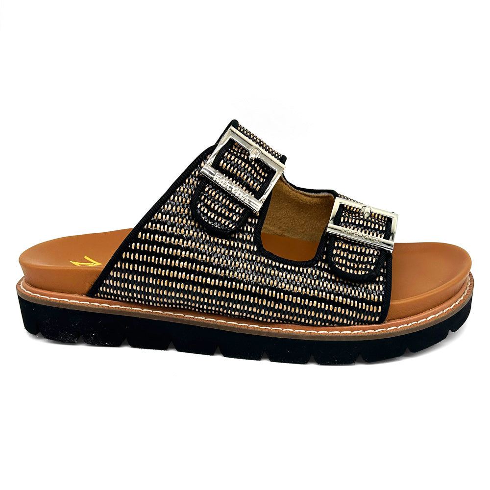 Mia Vita Women's Daisy Black Raffia