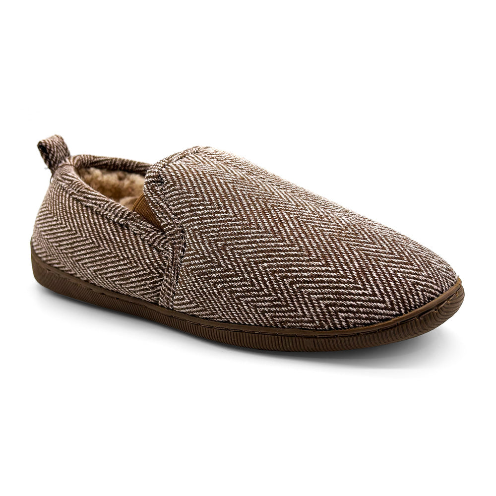 Scholl Orthaheel Men's Gary Slipper Chocolate Houndstooth