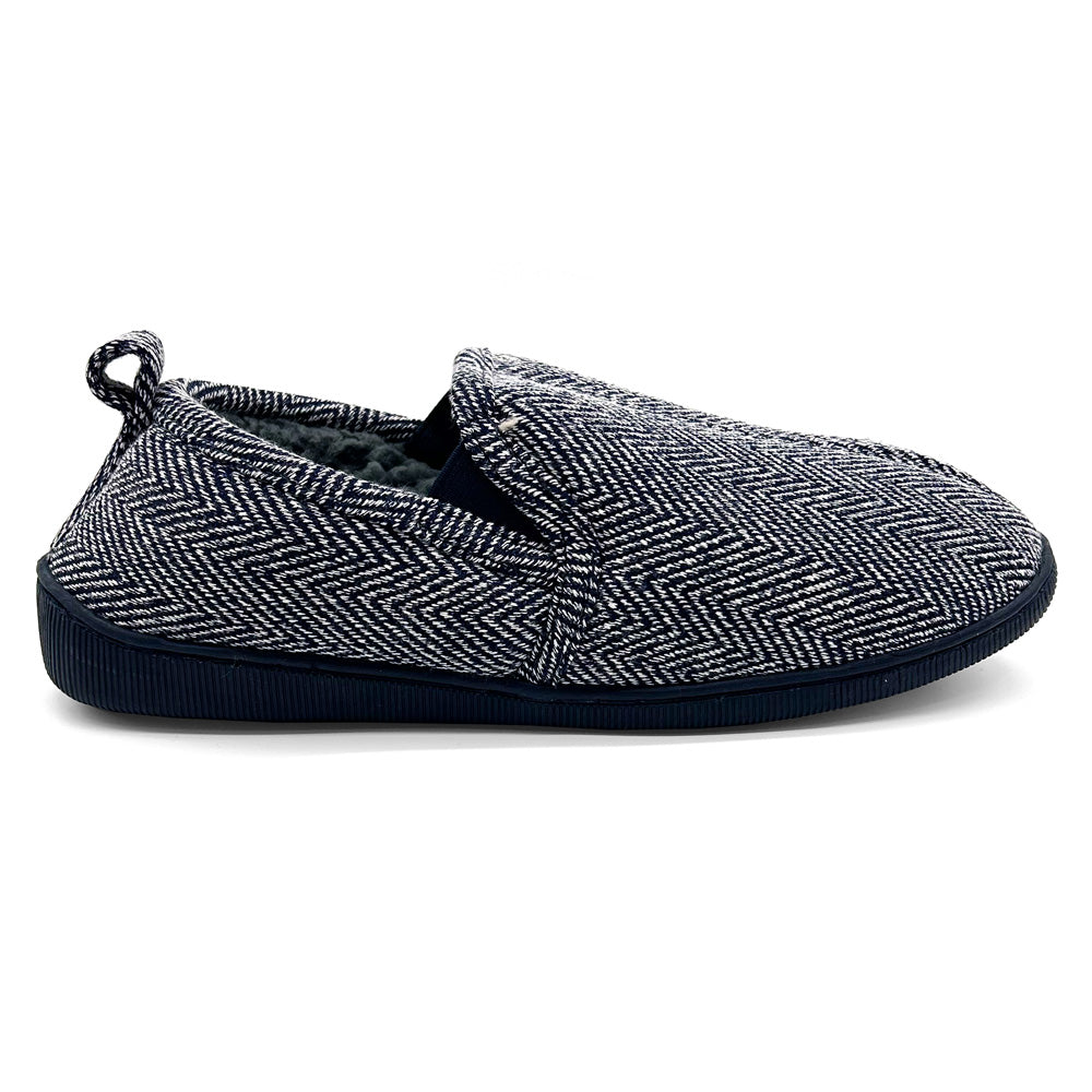 Scholl Orthaheel Men's Gary Slipper Navy Hounds Tooth